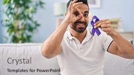  Presentation with awareness - Slide deck with young-hispanic-man-with-beard background and a soft green colored foreground