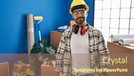  Presentation with home renovation - Slides with young-hispanic-man-with-beard background and a  colored foreground