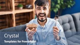  Presentation with healthy eating - Slides with young-hispanic-man-with-beard background and a ocean colored foreground