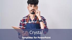  Presentation with lips mouth - Slide deck having young-hispanic-man-with-beard background and a ocean colored foreground