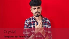  Presentation with inflammation - Slide deck having young-hispanic-man-with-beard background and a crimson colored foreground