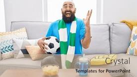  Presentation with hooligan - PPT layouts featuring young-hispanic-man-with-beard background and a soft green colored foreground