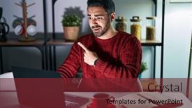  Presentation with forefinger - Theme having young-hispanic-man-with-beard background and a tawny brown colored foreground