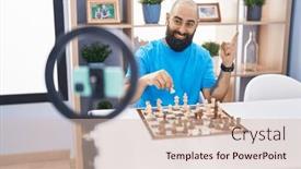  Presentation with recording - Presentation theme consisting of young-hispanic-man-with-beard background and a soft green colored foreground