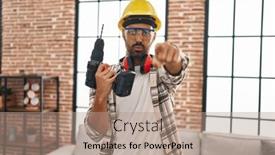  Presentation with home renovation - Presentation having young-hispanic-man-with-beard background and a  colored foreground