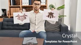  Presentation with beard - Slides consisting of young-hispanic-man-with-beard background and a dark gray colored foreground