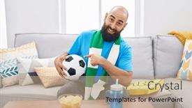  Presentation with hooligan - Slides with young-hispanic-man-with-beard background and a coral colored foreground