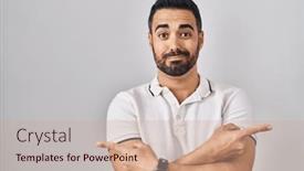  Presentation with direction - Slides enhanced with young-hispanic-man-with-beard background and a  colored foreground