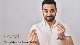  Presentation with business casual - Slide deck enhanced with young-hispanic-man-with-beard background and a soft green colored foreground