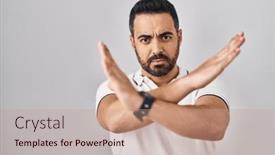  Presentation with negative - Presentation theme enhanced with young-hispanic-man-with-beard background and a coral colored foreground