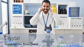  Presentation with noise - Slides consisting of young-hispanic-man-with-beard background and a light blue colored foreground