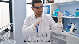  Presentation with blue ribbon - Presentation having young-hispanic-man-with-beard background and a light gray colored foreground