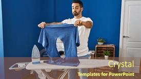  Presentation with ironing - Slide deck featuring young-hispanic-man-with-beard background and a tawny brown colored foreground