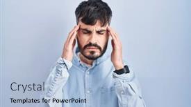  Presentation with migraine - Presentation featuring young-hispanic-man-with-beard background and a light blue colored foreground