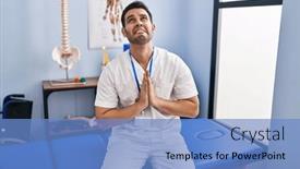  Presentation with face pain - Slide set consisting of young-hispanic-man-with-beard background and a teal colored foreground