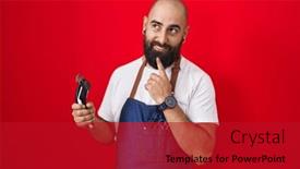  Presentation with beard - Slides featuring young-hispanic-man-with-beard background and a crimson colored foreground
