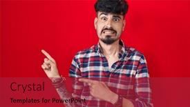  Presentation with beard - Presentation design with young-hispanic-man-with-beard background and a  colored foreground