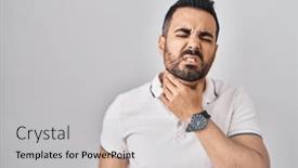  Presentation with sore throat - Presentation featuring young-hispanic-man-with-beard and a light gray colored foreground
