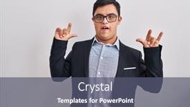  Presentation with music business - Presentation theme featuring young-hispanic-man-with-down background and a gray colored foreground