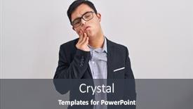  Presentation with dental down syndrome - Presentation design consisting of young-hispanic-man-with-down background and a dark gray colored foreground