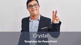  Presentation with down syndrome - PPT layouts featuring young-hispanic-man-with-down background and a ocean colored foreground