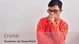  Presentation with down syndrome - Presentation design with young-hispanic-man-with-down background and a coral colored foreground