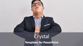  Presentation with hands down - PPT theme with young-hispanic-man-with-down background and a dark gray colored foreground