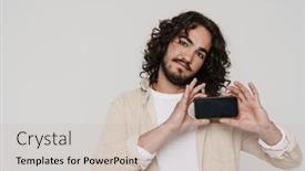  Presentation with long hair man - PPT theme having young-hispanic-man-with-long background and a soft green colored foreground