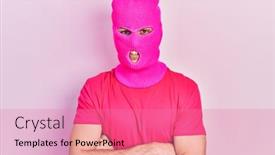  Presentation with face mask - Audience pleasing slide set consisting of young-hispanic-man-with-modern backdrop and a coral colored foreground