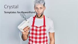  Presentation with mixer machine - Amazing slide set having young-hispanic-man-with-modern backdrop and a sky blue colored foreground