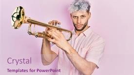  Presentation with trumpet - Cool new presentation design with young-hispanic-man-with-modern backdrop and a lemonade colored foreground