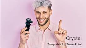  Presentation with razor - Audience pleasing slides consisting of young-hispanic-man-with-modern backdrop and a lemonade colored foreground