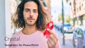  Presentation with red ribbon hiv - Audience pleasing slide set consisting of young-hispanic-man-with-serious backdrop and a lemonade colored foreground