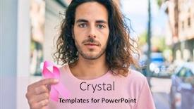  Presentation with breast cancer - Audience pleasing PPT theme consisting of young-hispanic-man-with-serious backdrop and a lemonade colored foreground