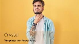  Presentation with sore throat - Presentation theme consisting of young-hispanic-man-with-tattoos background and a yellow colored foreground