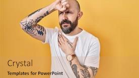  Presentation with flu virus - Slide set with young-hispanic-man-with-tattoos background and a coral colored foreground