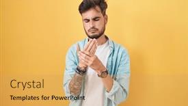  Presentation with inflammation - Presentation design with young-hispanic-man-with-tattoos background and a yellow colored foreground