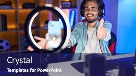  Presentation with recording - Presentation with young-hispanic-man-with-tattoos background and a navy blue colored foreground