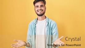  Presentation with greetings - Presentation theme consisting of young-hispanic-man-with-tattoos background and a yellow colored foreground