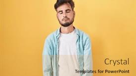  Presentation with eyes - PPT theme with young-hispanic-man-with-tattoos background and a yellow colored foreground