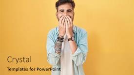  Presentation with scandal - Slide deck having young-hispanic-man-with-tattoos background and a yellow colored foreground