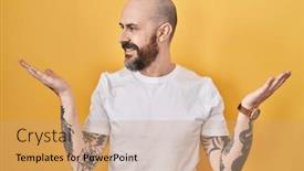  Presentation with comparison - Slide set featuring young-hispanic-man-with-tattoos background and a coral colored foreground