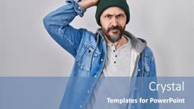  Presentation with wool - PPT layouts consisting of young-hispanic-man-with-tattoos background and a  colored foreground