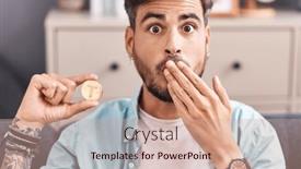  Presentation with cryptocurrency - Presentation design featuring young-hispanic-man-with-tattoos background and a coral colored foreground