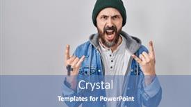  Presentation with rock music - PPT layouts having young-hispanic-man-with-tattoos background and a teal colored foreground