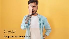  Presentation with face pain - Presentation theme having young-hispanic-man-with-tattoos background and a  colored foreground