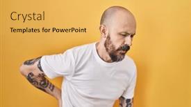  Presentation with back pain - Presentation theme with young-hispanic-man-with-tattoos and a yellow colored foreground