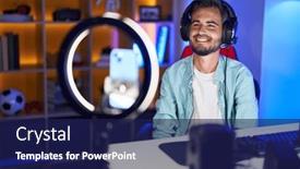  Presentation with recording - Slide set having young-hispanic-man-with-tattoos and a navy blue colored foreground