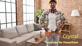  Presentation with worker - PPT layouts featuring young-hispanic-man-worker-smiling background and a  colored foreground