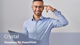  Presentation with computer memory - Slide deck with young-hispanic-man-working-using background and a seafoam green colored foreground